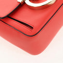 Salvatore Ferragamo Gancini Shoulder Bag Leather Red Gold Auth 145623V-15