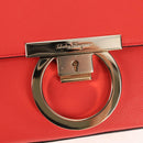 Salvatore Ferragamo Gancini Shoulder Bag Leather Red Gold Auth 145623V-19