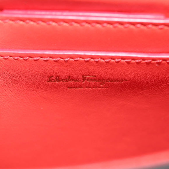 Salvatore Ferragamo Gancini Shoulder Bag Leather Red Gold Auth 145623V