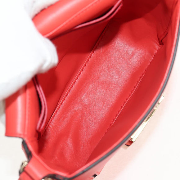 Salvatore Ferragamo Gancini Shoulder Bag Leather Red Gold Auth 145623V