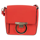 Salvatore Ferragamo Gancini Shoulder Bag Leather Red Gold Auth 145623V-13