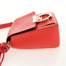 Salvatore Ferragamo Gancini Shoulder Bag Leather Red Gold Auth 145623V-3