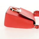 Salvatore Ferragamo Gancini Shoulder Bag Leather Red Gold Auth 145623V-4