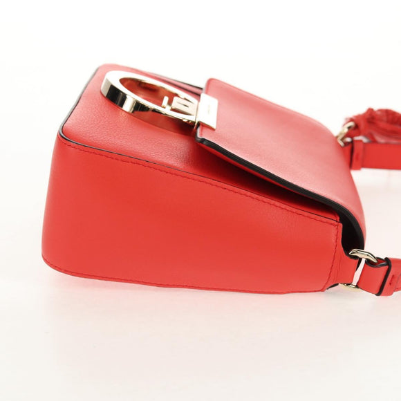 Salvatore Ferragamo Gancini Shoulder Bag Leather Red Gold Auth 145623V