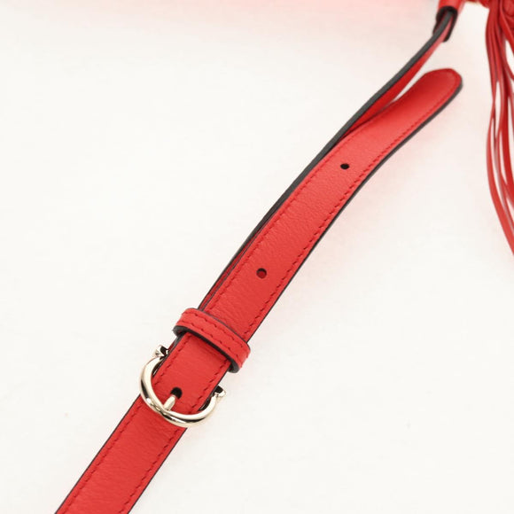 Salvatore Ferragamo Gancini Shoulder Bag Leather Red Gold Auth 145623V