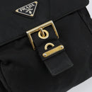 PRADA Shoulder Bag Nylon Black Gold Auth 145625-17