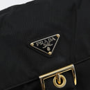 PRADA Shoulder Bag Nylon Black Gold Auth 145625-18
