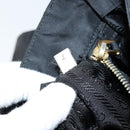 PRADA Shoulder Bag Nylon Black Gold Auth 145625-12