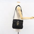 PRADA Shoulder Bag Nylon Black Gold Auth 145625-25