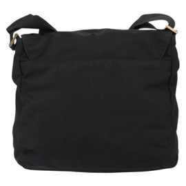 PRADA Shoulder Bag Nylon Black Gold Auth 145625 - 0