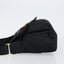 PRADA Shoulder Bag Nylon Black Gold Auth 145625-4
