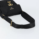PRADA Shoulder Bag Nylon Black Gold Auth 145625-7