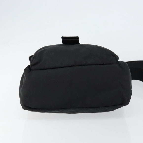 PRADA Shoulder Bag Nylon Black Gold Auth 145625
