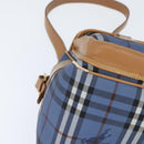 Burberrys Nova Check Shoulder Bag PVC Leather Blue Gold Auth 145629-10