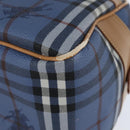 Burberrys Nova Check Shoulder Bag PVC Leather Blue Gold Auth 145629-13