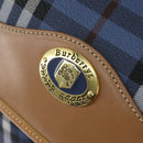 Burberrys Nova Check Shoulder Bag PVC Leather Blue Gold Auth 145629-14