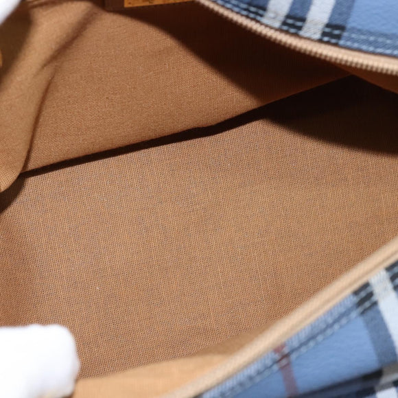 Burberrys Nova Check Shoulder Bag PVC Leather Blue Gold Auth 145629