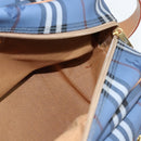 Burberrys Nova Check Shoulder Bag PVC Leather Blue Gold Auth 145629-18
