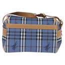 Burberrys Nova Check Shoulder Bag PVC Leather Blue Gold Auth 145629-3
