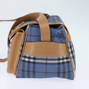 Burberrys Nova Check Shoulder Bag PVC Leather Blue Gold Auth 145629-4