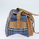Burberrys Nova Check Shoulder Bag PVC Leather Blue Gold Auth 145629-5