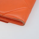 CHANEL Matelasse Long Wallet Lamb Skin Orange Gold CC Auth 145630-16