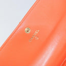 CHANEL Matelasse Long Wallet Lamb Skin Orange Gold CC Auth 145630-18