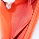 CHANEL Matelasse Long Wallet Lamb Skin Orange Gold CC Auth 145630-19