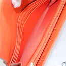 CHANEL Matelasse Long Wallet Lamb Skin Orange Gold CC Auth 145630-20