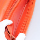 CHANEL Matelasse Long Wallet Lamb Skin Orange Gold CC Auth 145630-22