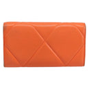 CHANEL Matelasse Long Wallet Lamb Skin Orange Gold CC Auth 145630-2