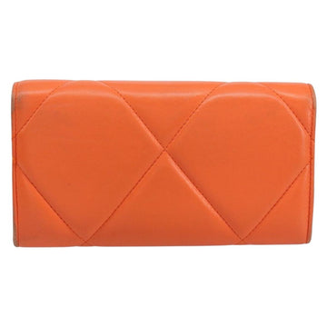 CHANEL Matelasse Long Wallet Lamb Skin Orange Gold CC Auth 145630 - 0