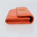 CHANEL Matelasse Long Wallet Lamb Skin Orange Gold CC Auth 145630-3