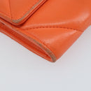 CHANEL Matelasse Long Wallet Lamb Skin Orange Gold CC Auth 145630-14