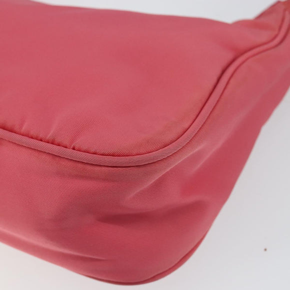PRADA Hand Bag Nylon Pink Silver Auth 145650