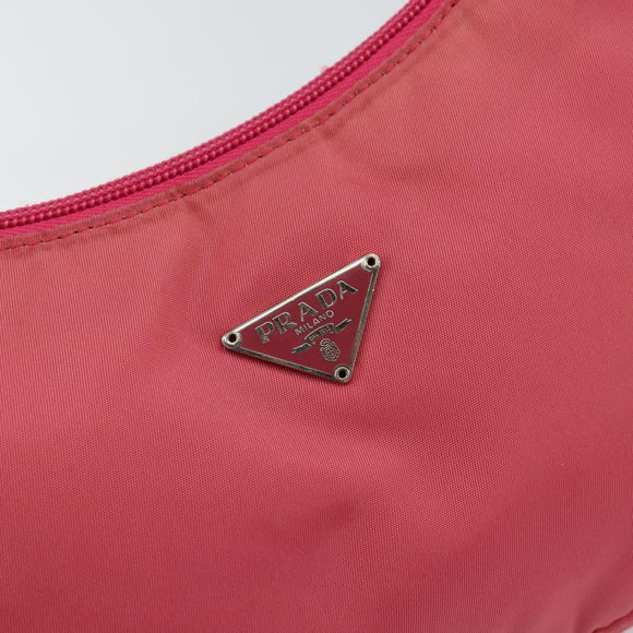 PRADA Hand Bag Nylon Pink Silver Auth 145650