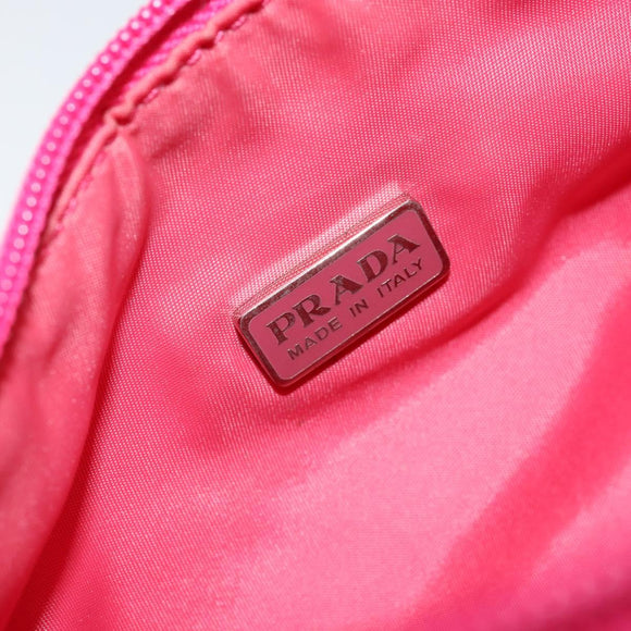 PRADA Hand Bag Nylon Pink Silver Auth 145650