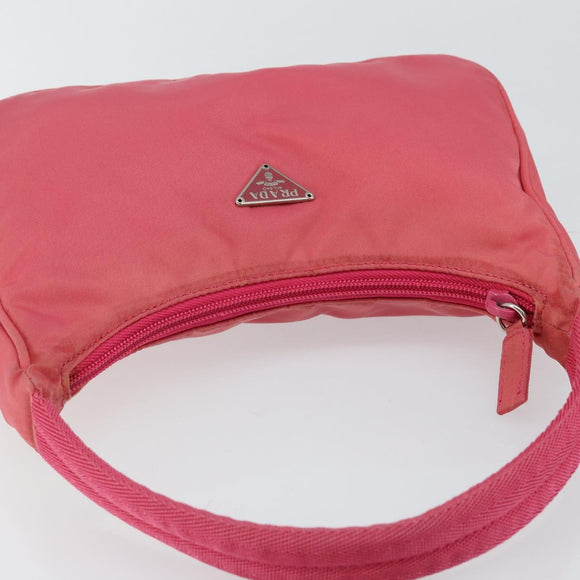 PRADA Hand Bag Nylon Pink Silver Auth 145650