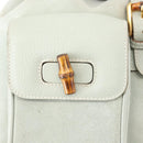 GUCCI Bamboo Backpack Suede Outlet Light Blue Gold 003 2058 9016 Auth 145652-20