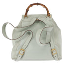 GUCCI Bamboo Backpack Suede Outlet Light Blue Gold 003 2058 9016 Auth 145652-2