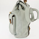 GUCCI Bamboo Backpack Suede Outlet Light Blue Gold 003 2058 9016 Auth 145652-3