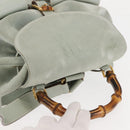 GUCCI Bamboo Backpack Suede Outlet Light Blue Gold 003 2058 9016 Auth 145652-6