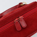 GUCCI Horsebit Vanity Bag Hand Bag Suede Red Gold 032 1705 0141 Auth 145653-17