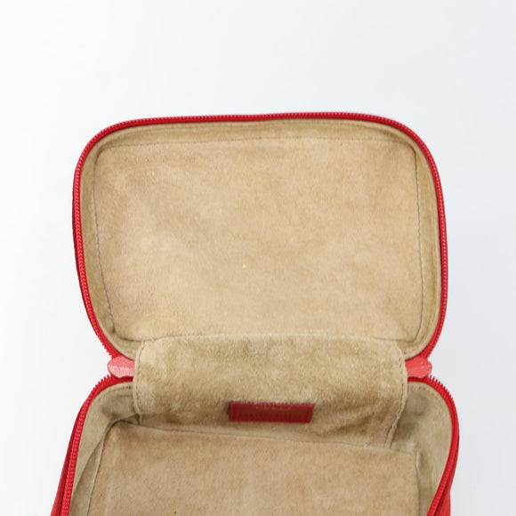 GUCCI Horsebit Vanity Bag Hand Bag Suede Red Gold 032 1705 0141 Auth 145653