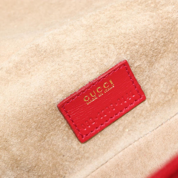 GUCCI Horsebit Vanity Bag Hand Bag Suede Red Gold 032 1705 0141 Auth 145653