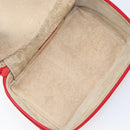 GUCCI Horsebit Vanity Bag Hand Bag Suede Red Gold 032 1705 0141 Auth 145653-11