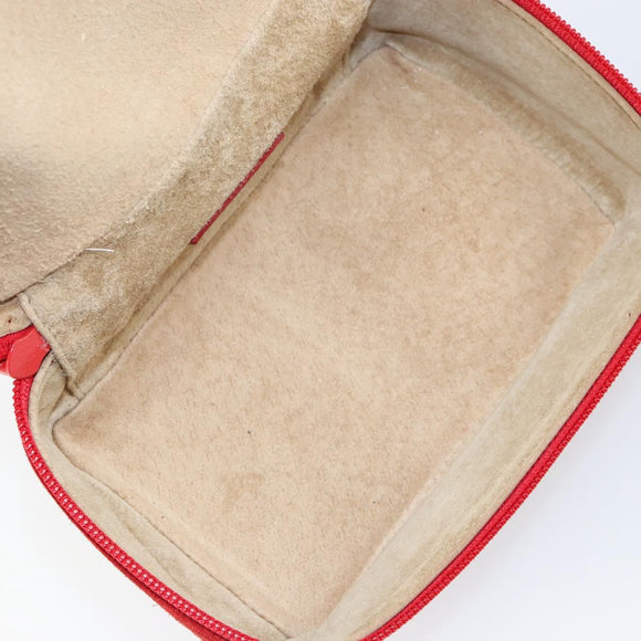 GUCCI Horsebit Vanity Bag Hand Bag Suede Red Gold 032 1705 0141 Auth 145653