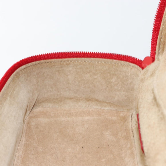 GUCCI Horsebit Vanity Bag Hand Bag Suede Red Gold 032 1705 0141 Auth 145653