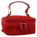 GUCCI Horsebit Vanity Bag Hand Bag Suede Red Gold 032 1705 0141 Auth 145653-1