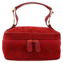 GUCCI Horsebit Vanity Bag Hand Bag Suede Red Gold 032 1705 0141 Auth 145653-13